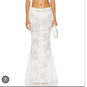 Majorelle Narcisa Lace Maxi Skirt Mermaid Sheer White Elegant Women's Size M
